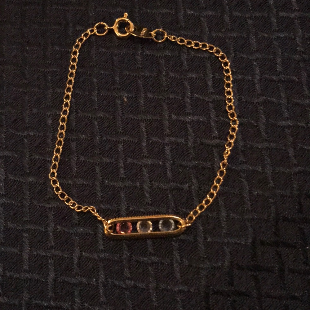 Avon Goldtone Slide Gem Pendant Bracelet